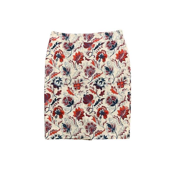 Ann Taylor Skirt Womens 6 Multi Cotton Floral Print Straight Pencil Fully Lined - Picture 1 of 10
